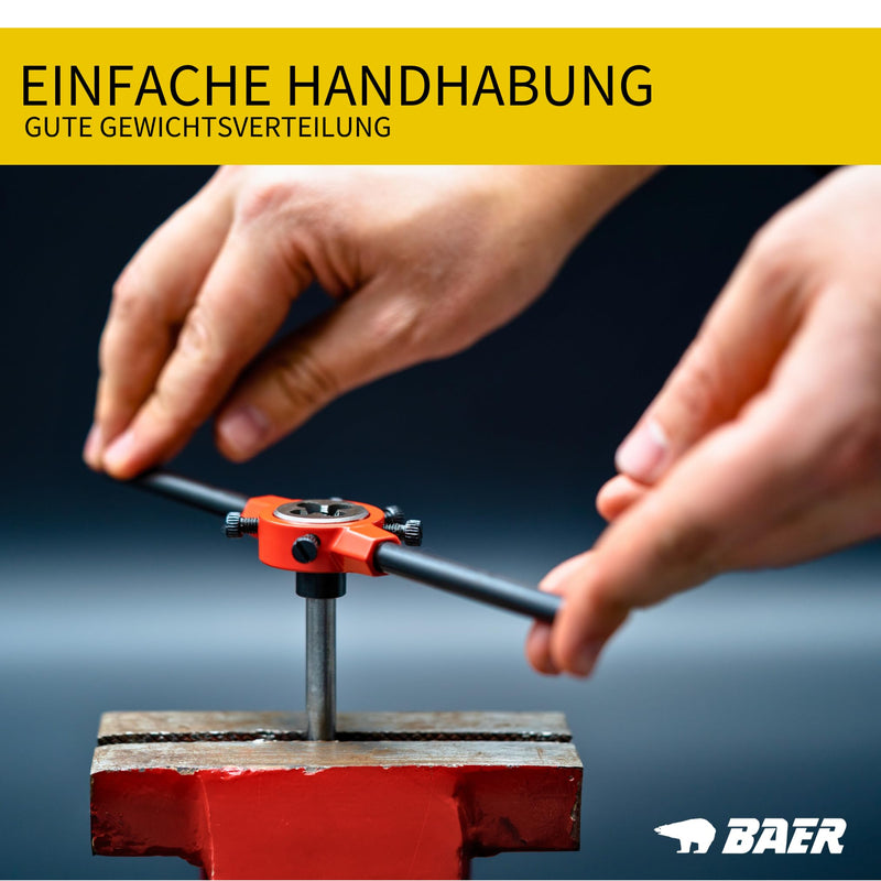 BAER Die Holder 38 x 14 mm Pro, M 12-14, BSW 1/2-9/16 - DIN 225 | Holder for die - thread die holder - thread cutting external thread