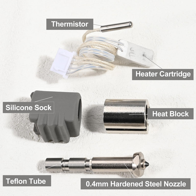 [Australia - AusPower] - 3D Printer Hotend Print Head Extruder Kit, Assembled Hot End Kit Replacement with Thermistor, Heating Block, Hardened Steel Nozzle and Silicone Cover for Anycubic Kobra 3 Max/Kobra 3 Max Combo Hotend Kit 