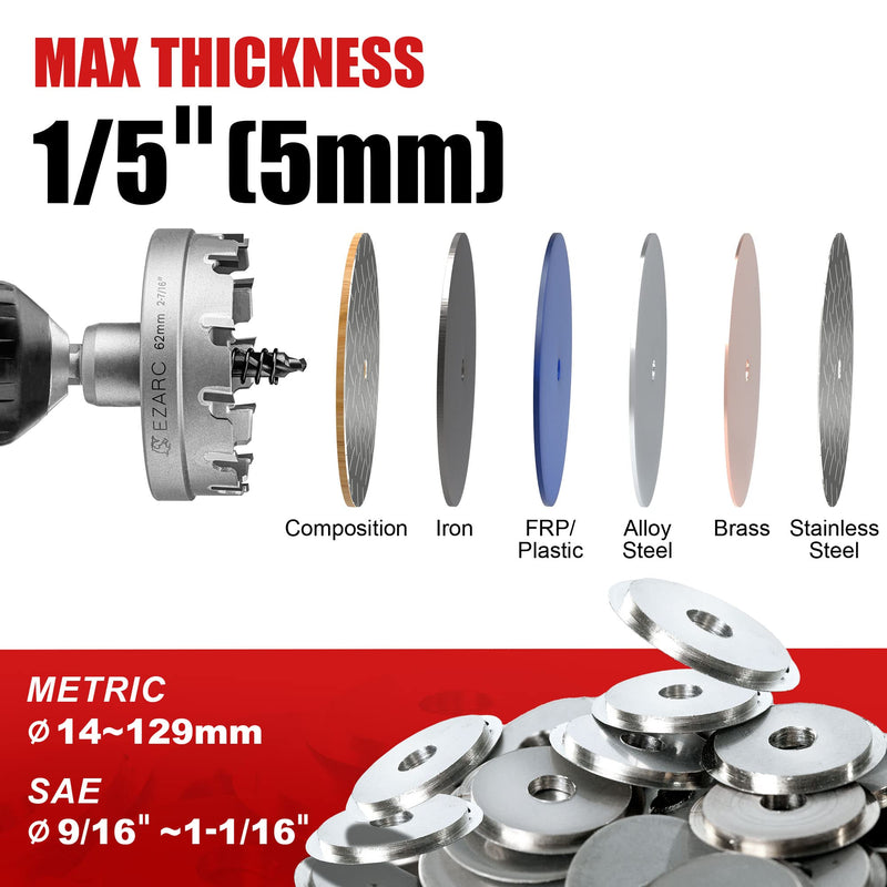 [Australia - AusPower] - EZARC Carbide Hole Saw Heavy Duty, Hole Cutter for Stainless Steel, Sheet Metal 2" 51mm 2" | 51mm Single Pack 