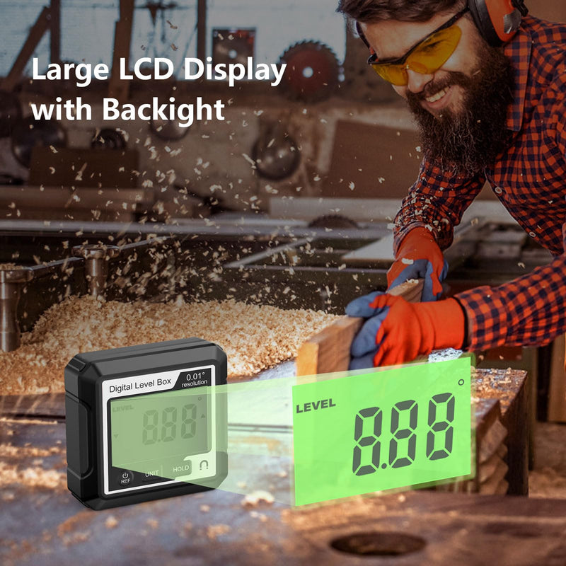 [Australia - AusPower] - Candeon Digital LCD Protractor, Inclinometer, Bevel Box with Magnetic Base, Digital Spirit Level, Inclinometer, Angle Finder, Level Box for Woodworking, Construction, Decoration 