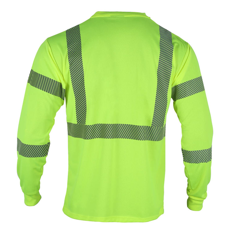 FONIRRA Safety Reflective High Visibility Shirts for Men ANSI Class 3 Hi Vis Long Sleeve Construction Work T-Shirts with Durable Reflective Tape, Yellow 3XL 3X-Large