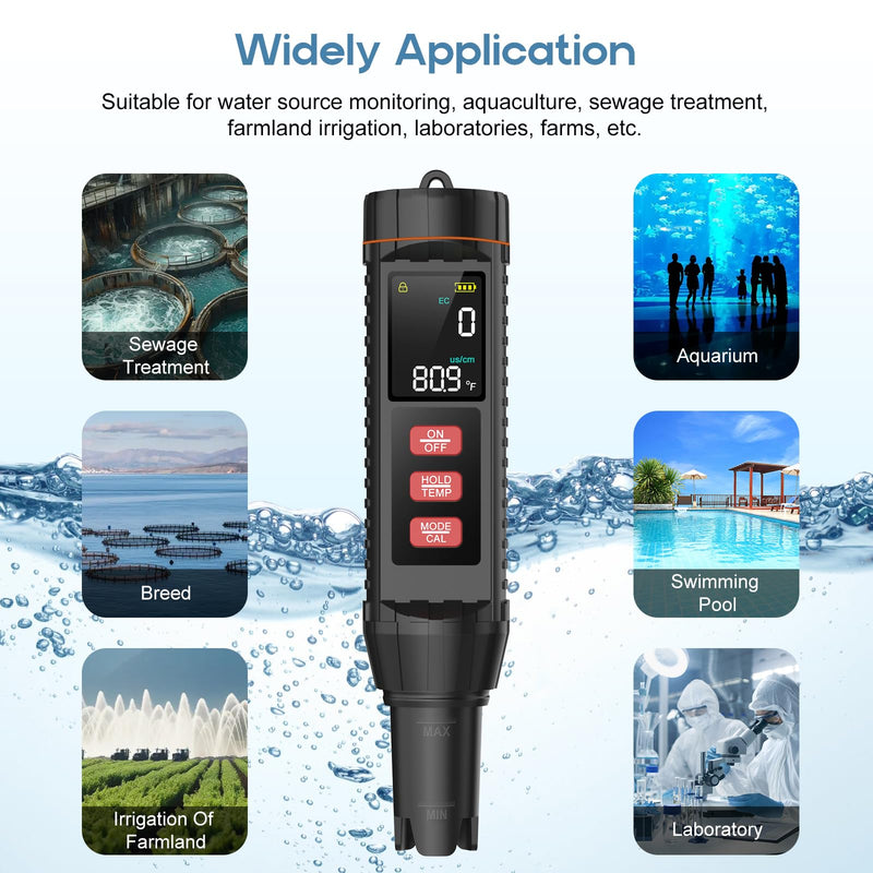 [Australia - AusPower] - Digital 7-in-1 Water Tester, High Precision 0.01 pH & Salinity Meter, for Pool Salt, Aquarium, Hydroponics, Drinking Water TDS EC ORP S.G Temp Tester with Titanium Alloy Electrode 