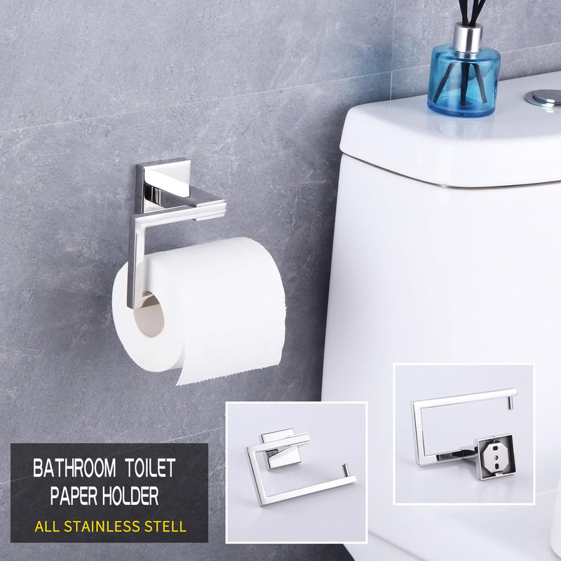 GERZWY Towel Ring and Toilet Paper Holder Polished Stainless Steel 2 Piece Bathroom Hardware Set Wall Mounted JG1956-2JG