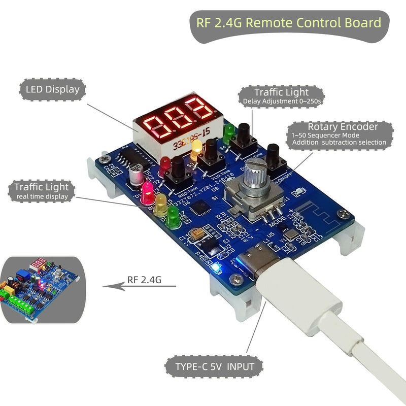 2.4G RF Remote Control Traffic Light Controller Sequencer with 50+ Sequences 3 Channel 85VAC-265VAC Easy to Program and Fix Installation Complete Accessories Digital Tube Display