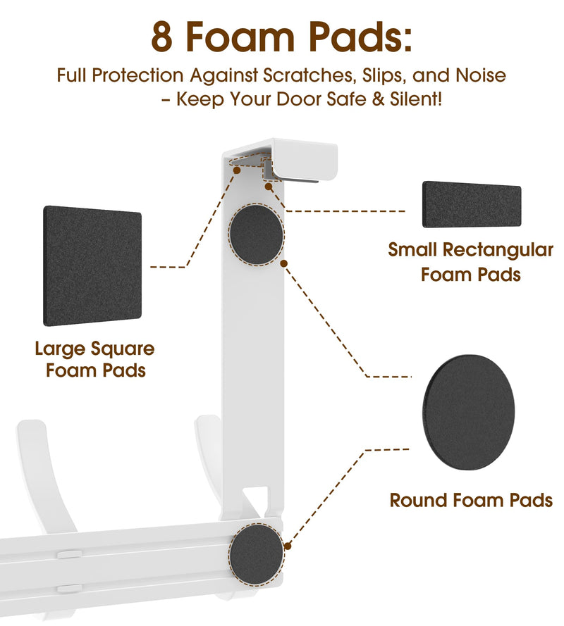[Australia - AusPower] - KitchLife Over The Door Hooks Hanger with 7 inches Extended Arms, Tool-Free Assembly, Fits 1 3/8" Doors, F18U, Bathroom Towel Rack Organization, Thickened 6-Double Hook, Glossy White Fits 1 3/8" Doors with 7" Arms 