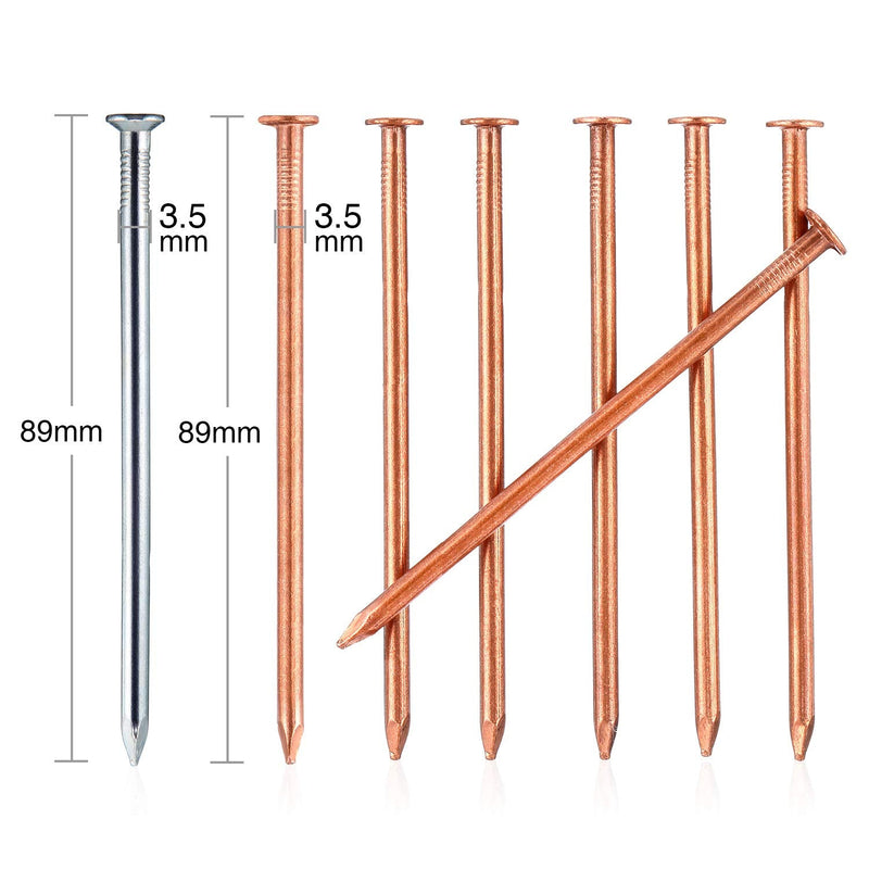 [Australia - AusPower] - Frienda 20 Pack 3.5 Inch Copper Nails Nail Spikes for Killing Tree, Long Stump Removal Spikes with 2 Pieces Large Steel Nails, Included Storage Box 
