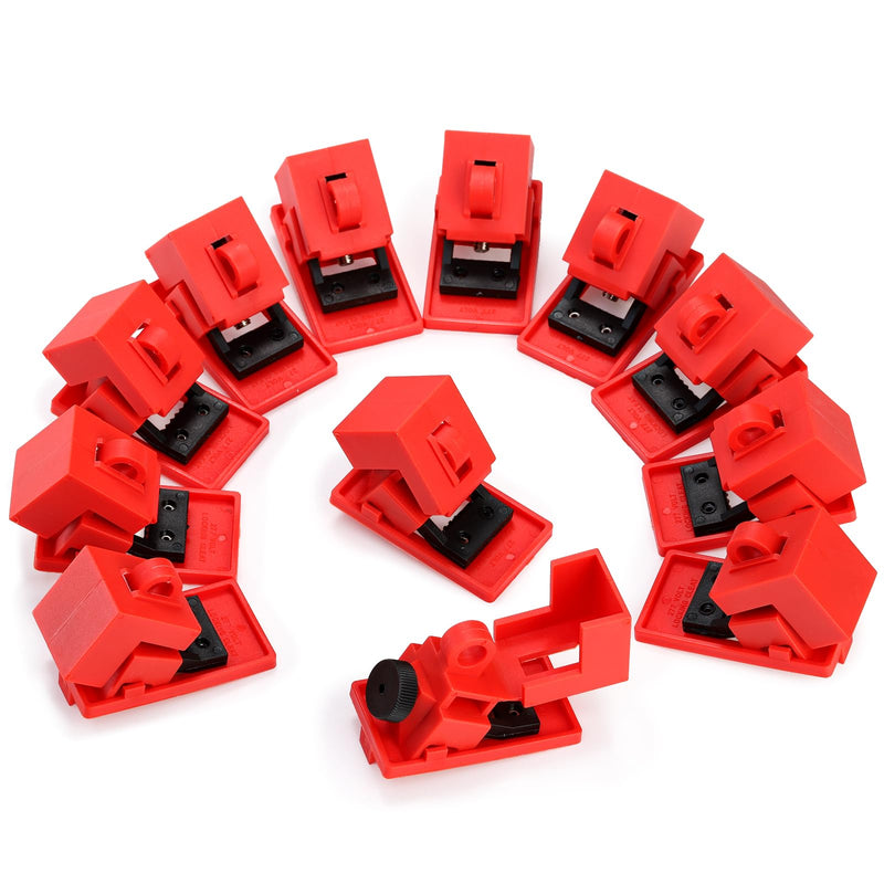 [Australia - AusPower] - WUWEOT 12 Pack Circuit Breaker Lockout Device, 120-277V Clamp-on Electrical Single Pole Breaker, Lockout Tagout Kit Lock Out Device for Less 16 mm Handle, OSHA Compliant 