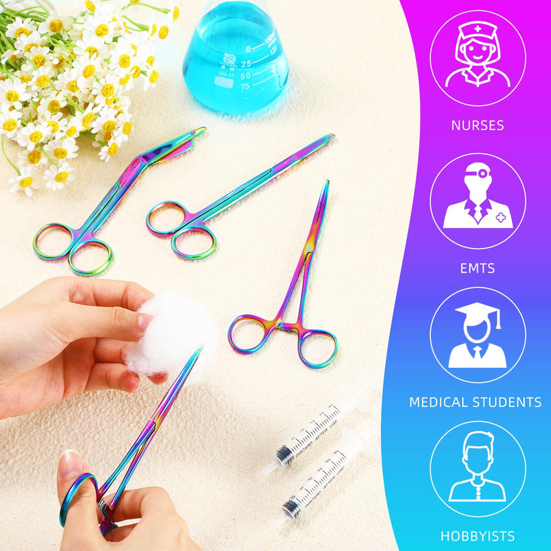 [Australia - AusPower] - BBTO Hemostat Curved and Straight Hemostat Forceps Piercing Pliers Forceps, Stainless Steel Straight and Curved Pliers, Fishing Tweezer(Colorful,4 Pcs) 4 Colorful 