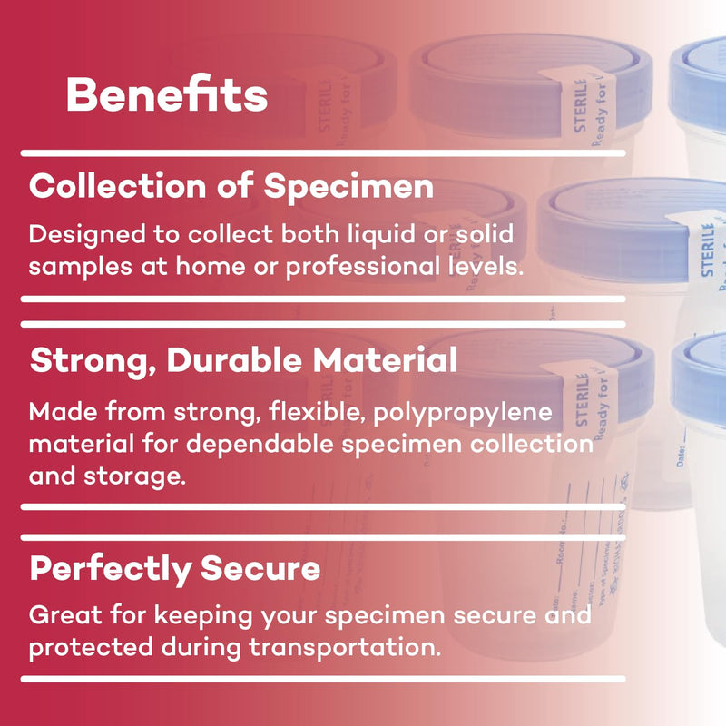 [Australia - AusPower] - Dealmed Specimen Collection Containers Single Use Urine Specimen Cups, Screw on Leak Resistant Lid, Included ID Label, 4 oz, 5 Count 