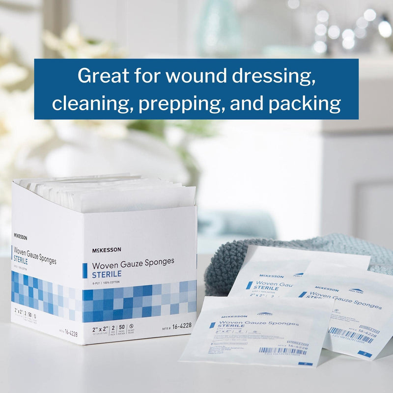 [Australia - AusPower] - McKesson 8-Ply Sterile Gauze Sponges, 2" x 2", 2 counts per Pack, 50 Packs (total 100 Sterile Gauze Sponges) 