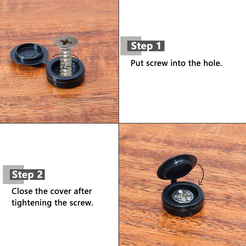 [Australia - AusPower] - Litoexpe 200 Black 5mm Plastic Hinged Screw Caps, Flip Tops for Screw Protection 5mm ID 