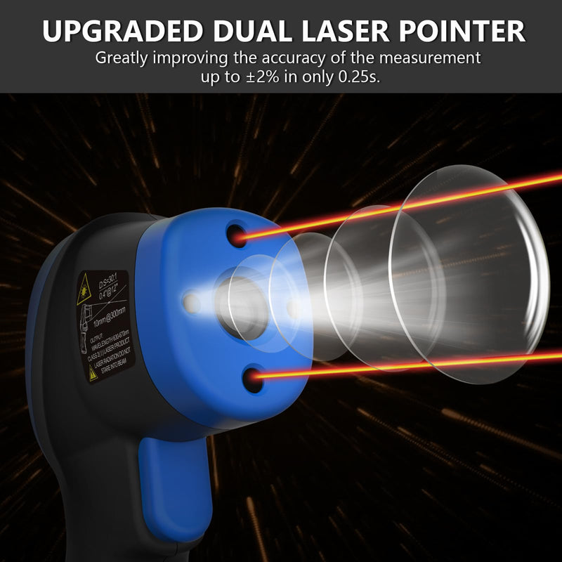 [Australia - AusPower] - HOLDPEAK Pyrometer D:S=50:1, High Temp Infrared Thermometer -58℉~3272℉(-50℃~1800℃), Non-Contact Industrial Laser Thermometer Gun with Flashlight, Digital IR Temperature Gauge HP-1800 (NOT for Human) 1PC-HP-1800-BLUE(-50~1800℃ Higher) 