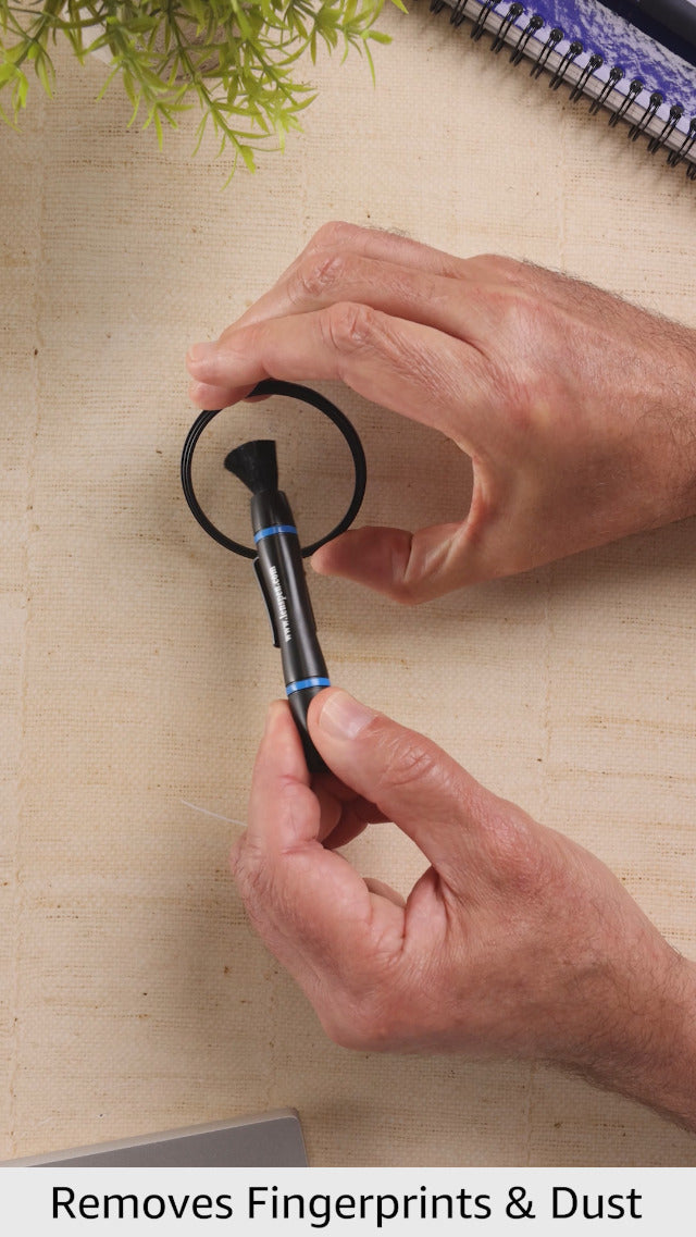 LENSPEN MiniPro. Professional Small, Lightweight Camera Lens Cleaning Pen with Carbon Compound Technology and Retractable Brush for Removal of Fingerprints, Grease and Dust from any Optical Device, black