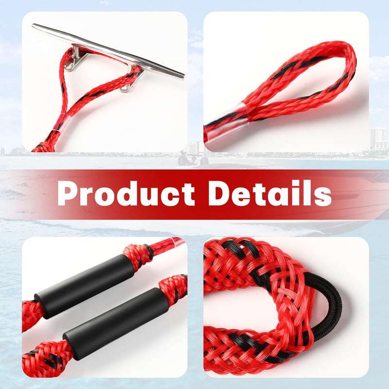 Bungee Dock Line for Boats 4FT, Stretchable Boat Dock Lines with Built-in Bungee Cord & Foam Floats, Quick Dock Rope for Jet Ski Pontoon Kayak PWC,Boat Docking Line (Blue White 2P) Blue White 2p 1