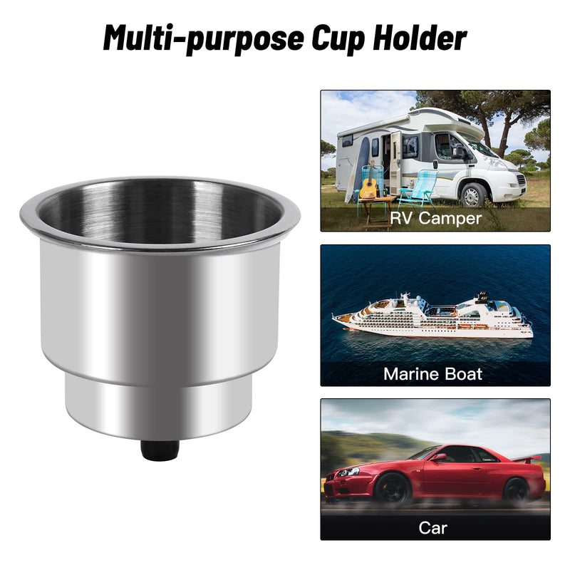 Goture Stainless Steel Cup Drink Holder with Drain Marine Boat Rv Camper Rod A-Cup Holder(6PCS)