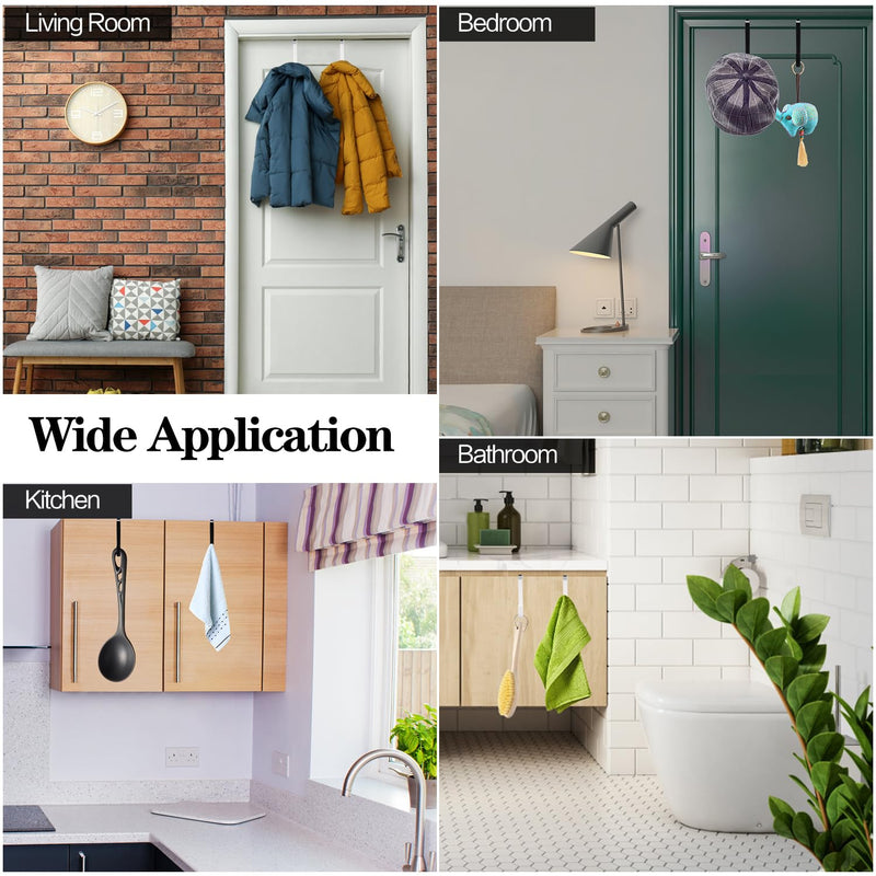 [Australia - AusPower] - 4/10/20 Pack Over The Door Hook, Door Hooks, White/Black Rubber Surface Prevent Scratche Door Hanger Hooks for Bathroom, Living Room, Kitchen, Hanging Clothes, Towels, Bags(4 Pack White) 4 Pack White 
