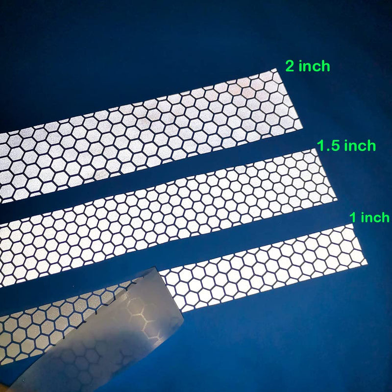 High Visibility Iron On Silver Reflective Heat Transfer Vinyl Tape for Clothing Honeycomb-Shaped (2 Inch x 10 Yard) 2 Inch x 10 Yard