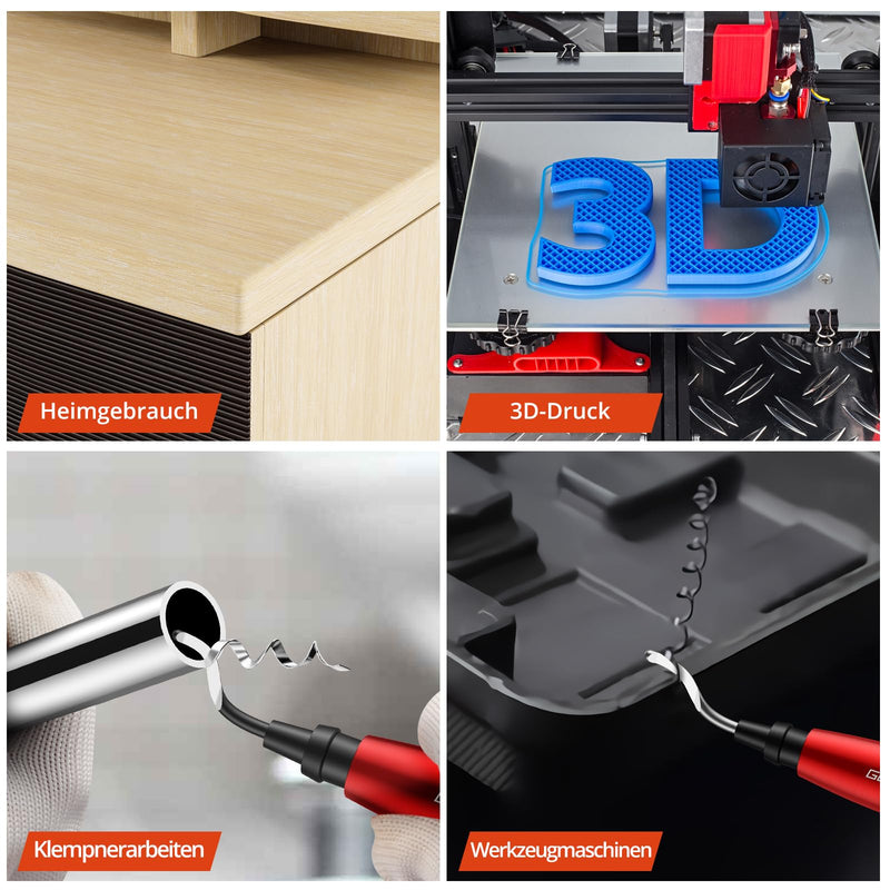 [Australia - AusPower] - GETLITOOL Deburring with 16 Blades, 360° Rotating Blade, Hand Deburrer, Metal Handle with Storage Space, Universal Deburring Tool for 3D Printers, Plastic, Stainless Steel, Aluminium, Metal (Red) 