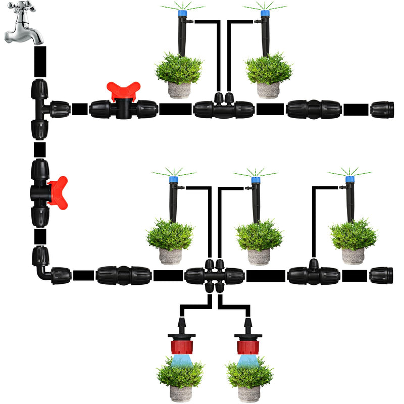 [Australia - AusPower] - 1/2" Drip Irrigation Tee Fittings: 10-Piece Barbed Locked Nut Tee Connectors for 1/2" Drip Tubing (0.650" OD, 13mm ID) Locked Tee-10P 