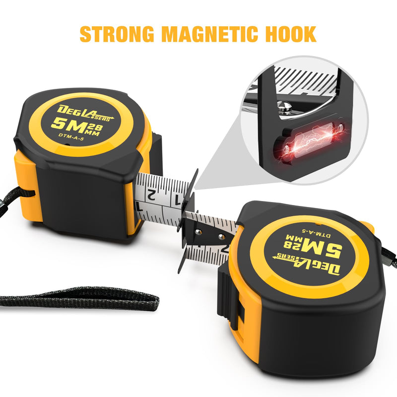 Magnetic Tape Measure 16FT, Retractable Measuring Tape, Easy to Read Double Sided Measuring Tape, Magnetic Hook and Shock Absorbing Carrying Case for Construction, Carpenter