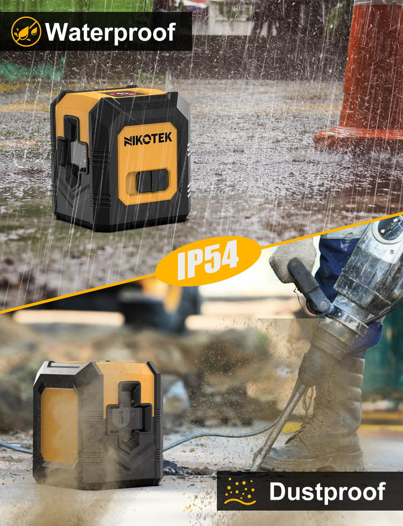 [Australia - AusPower] - Laser Level Self-Leveling Green Beam Horizontal and Vertical Cross-Line Laser for Home Decoration Carrying Pouch, Battery Included 