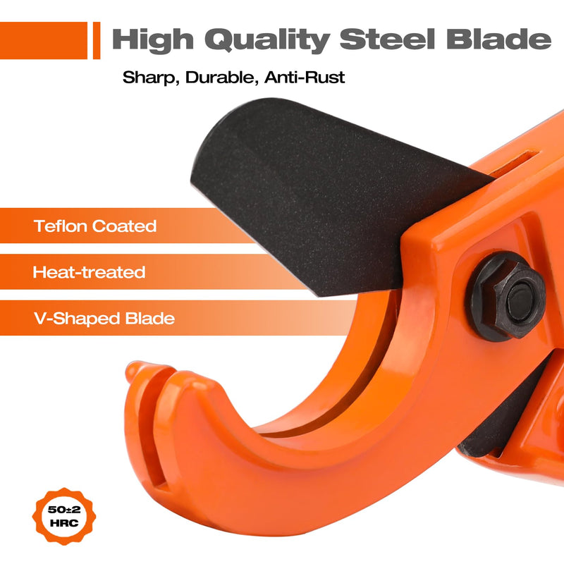 [Australia - AusPower] - ValueMax PEX Cutter with Teflon Coated Sharp Blade, Hose Cutter with 1/8"-1" Cutting Capacity, Tubing Cutter for PEX, PPR, PE, PP and Rubber Hoses, Suitable for Home and Plumbing Repairs 