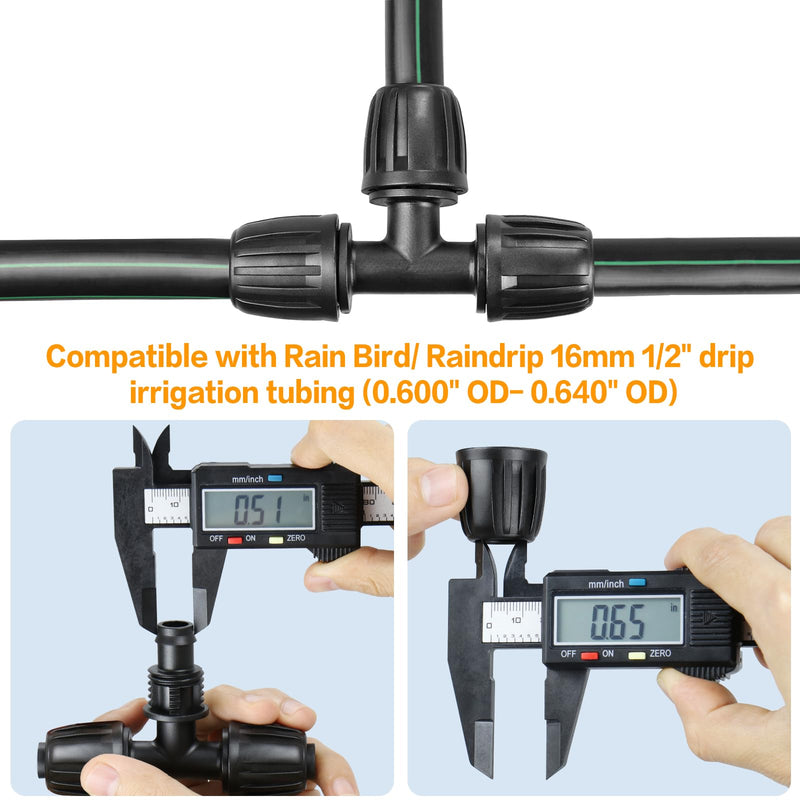 [Australia - AusPower] - Drip Irrigation Fittings for 1/2 Inch Drip Tubing (1/2" ID x 0.65" OD)?1/2'' Drip Line Tees Anti-drop Locked Nut Barbed Tee Connectors Garden Irrigation System Parts (10 Pack) 1/2" Barbed Tee-10P 
