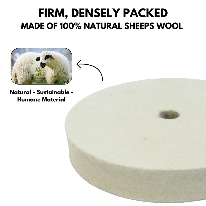 LINE10 Tools 6-inch Hard Felt Buffing Polishing Wheel, Pack of 2, with 1/2-Inch Arbor Drill Adapter, Works with Bench Grinder Polisher Extra Thick Firm Condensed Wool for Metal, Glass, Knife