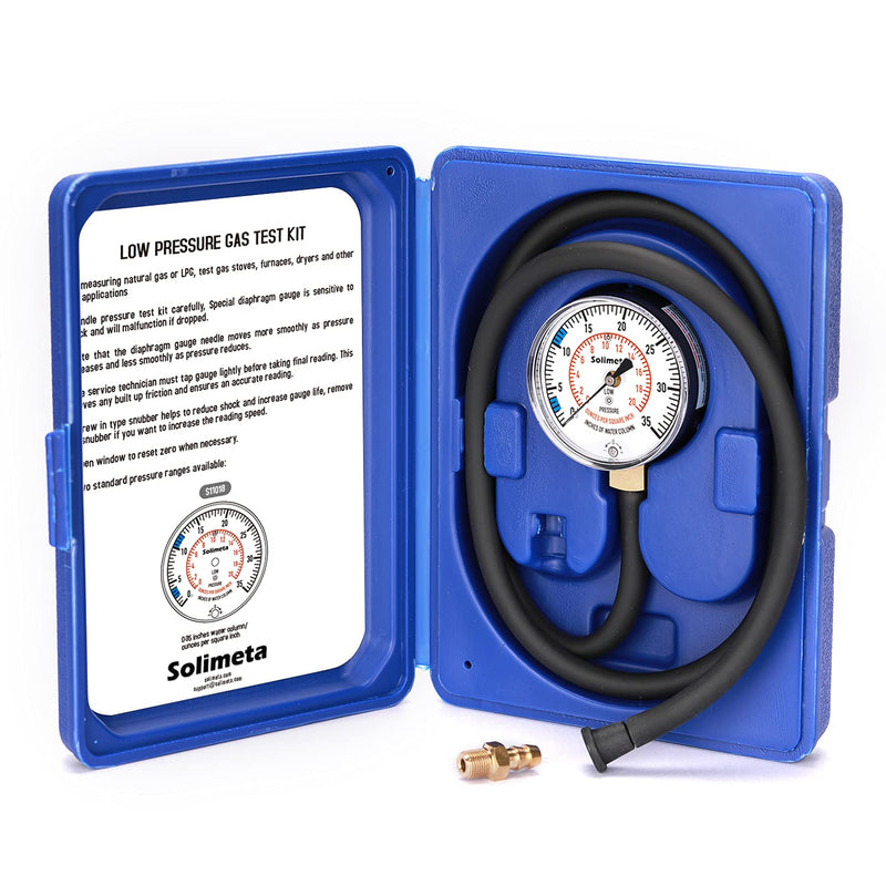 Natural Gas or LP Gas Manifold Pressure Test Kit, LP Gas Pressure Tester, Natural Gas Meter, 0-35" W.C