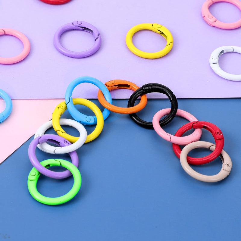 [Australia - AusPower] - 40 Pcs 10 Colors Round Spring O Rings, Metal Trigger Snap Clip Keyring Buckle Hooks O Rings Buckles Round Keychain Clip Trigger Spring Snap Clips for Keychains DIY Accessories 
