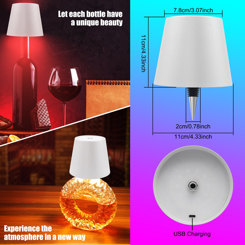Wireless Bottle Lamp with Remote Control, Rechargeable RGB Wine Bottle with 3Modes Light Dimming, Waterproof Touch Lamp Head for Room, Bar, Restaurant and Party Decorations(RGB White) RGB White