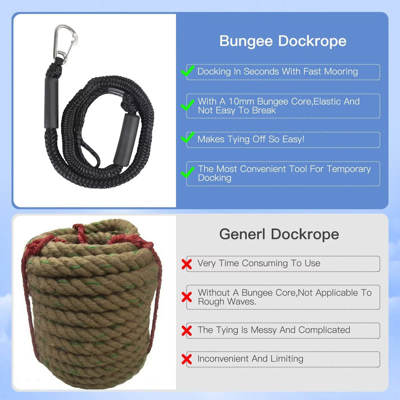 Bungee Dock Lines for Boat,4 PCS Boat Dock Rope with Stainless Steel Clip,Jet Ski Accessories for PWC,Kayak,Power Boat(Black,4-5.5ft) 4 Pack Black