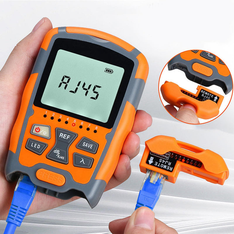 [Australia - AusPower] - Mini Optical Power, Optical Power Meter Tester Multimeter with LED Light Kit Network & Cable Testers Meter Portable Fiber 