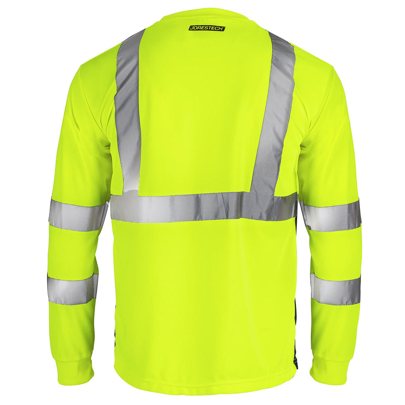 JORESTECH High-Visibility Long Sleeve Safety T-Shirt, ANSI/ISEA 107 Type R Class 3 Compliant, Black Bottom Design, Reflective Tape (TS-13) X-Large Lime/Dark Blue