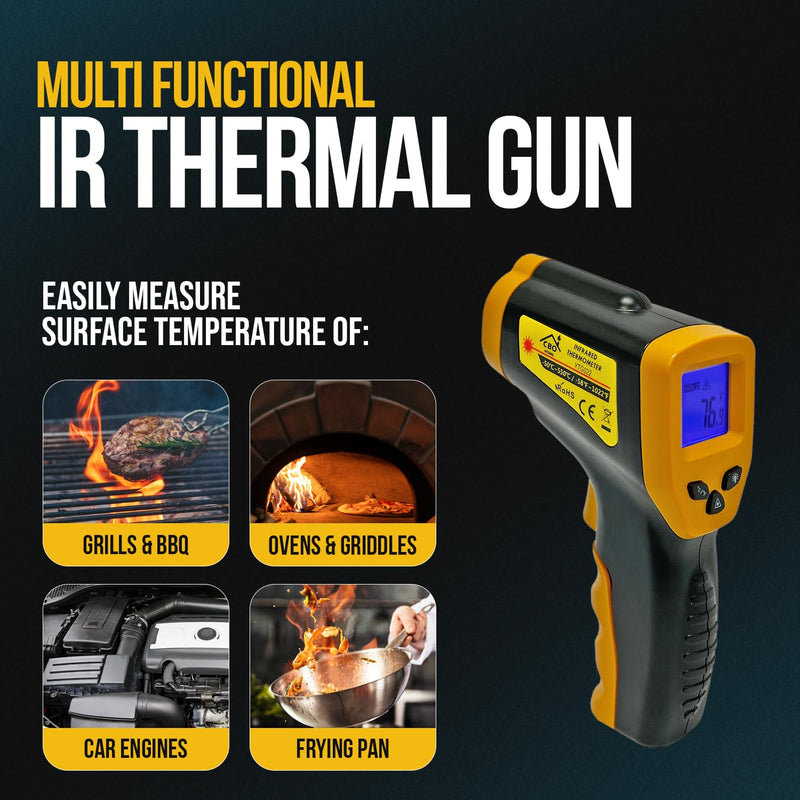 [Australia - AusPower] - Infrared Thermometer Gun - Digital Food & Surface Temp Gun (-58F to 1022F) for Pizza Oven, Grill, Meat, HVAC, Engine 
