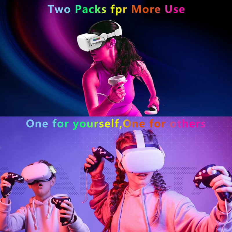 [Australia - AusPower] - Battery Pack for Oculus Quest 2, 5000mAh Extended Power with Multi-Colors RGB Lights Compatible with Original Meta Quest 2 Head Elite Strap Extra 2-4H Playtime 2 Pack (5000mah+ 5000mah) 2 battery packs 