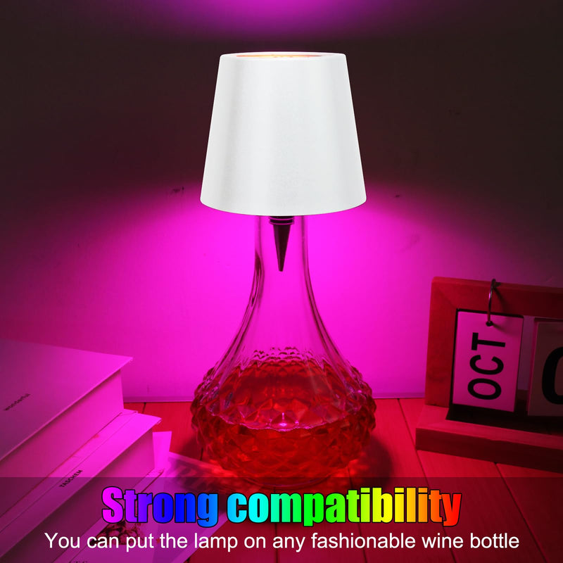 Wireless Bottle Lamp with Remote Control, Rechargeable RGB Wine Bottle with 3Modes Light Dimming, Waterproof Touch Lamp Head for Room, Bar, Restaurant and Party Decorations(RGB White) RGB White
