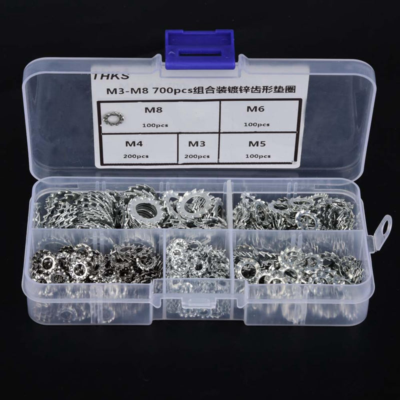 [Australia - AusPower] - 700Pcs Copper Washer Assortment Set, M3~M8 5Kinds Galvanized Hexagonal Counter Sunk Screw Nut Kit Flat Washers Assortment Set for Electrical Connections 