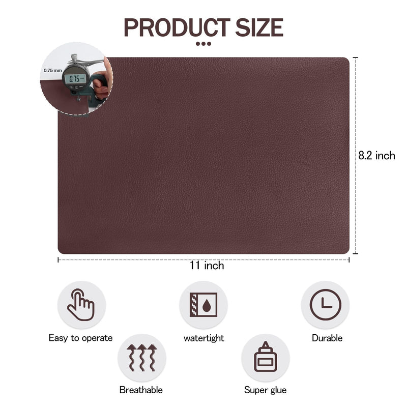 CHEIGHY 2pcs Self-Adhesive Leather Repair Kit for Furniture, Couches, Car Seats 8.2X11 Inch PU Vinyl Leather Patch Tape for Sofa, Office Chairs, Jackets (Coffee) Coffee 1