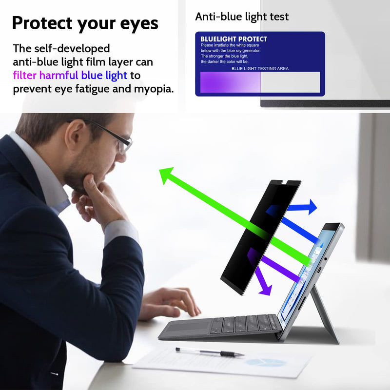 [Australia - AusPower] - 12.3 Inch Magnetic Privacy Screen Compatible With Surface Pro 7+/7/6/5/4/3, Removable Anti Blue Light Glare Filter, Black Security Private Apy Block Protector magnetic privacy filter for surface surface pro 7+/7/6/5/4/3 -12.3inch 