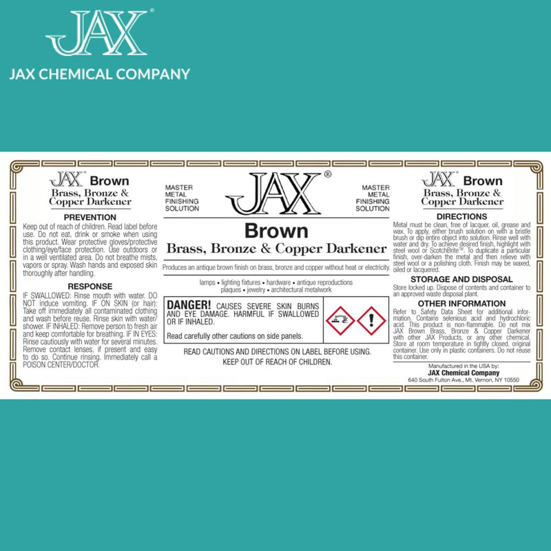 [Australia - AusPower] - JAX Brown Darkener - Metal Finishing Solution - Antique Finish without Heat or Electricity - Pint 