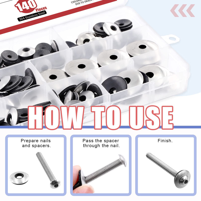 [Australia - AusPower] - Hilitchi 140Pcs 8Sizes Stainless Steel Neoprene EPDM Bonded Sealing Gasket Washers, Cushioning Washers Assortment Kit A Kit --140pcs 