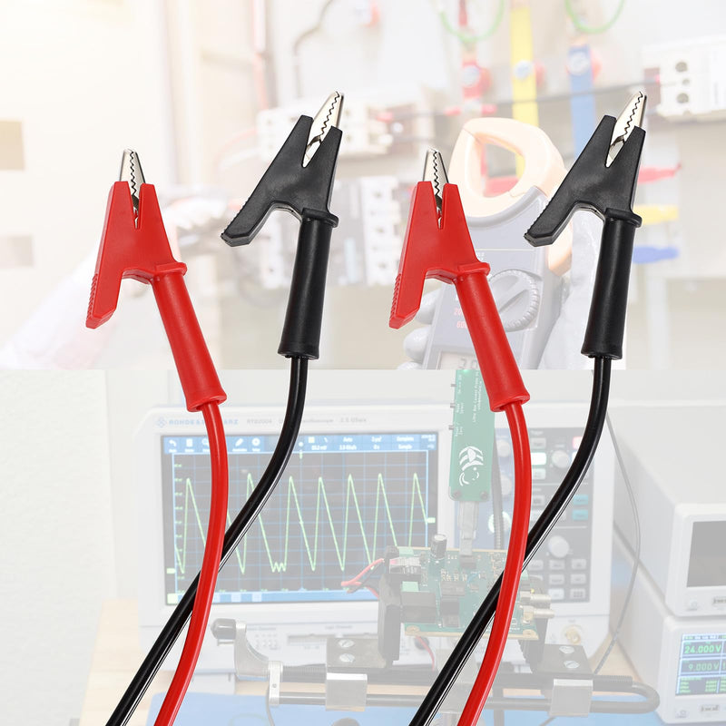 [Australia - AusPower] - Sumnacon Dual Ended Crocodile Alligator Clips, 15A Test Lead Wire Cable with Insulators Clips, 2Pcs 6.6 Ft/2M Test Flexible Cable with Protective Jack Copper Clamps for Electrical Testing 2 m 