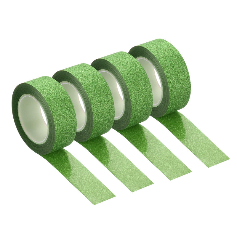 MECCANIXITY 4 Pcs 0.6 Inch x 11 Yards Glitter Washi Tape Green Crafting Tape Glitter Masking Tape Decorative Tape Self Adhesive Stick for Festival Decoration Scrapbooking,Planner,DIY