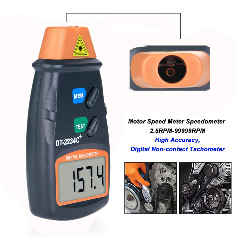 [Australia - AusPower] - Digital Tachometer, Non-Contact RPM Speedometer, Photo Tach Tester Measuring 2.5-99,999RPM Motor Speed, Laser Rotation Velocimeter Detector Gauge for Engine Motorcycle Mower Lathe 1.5ft Distance 
