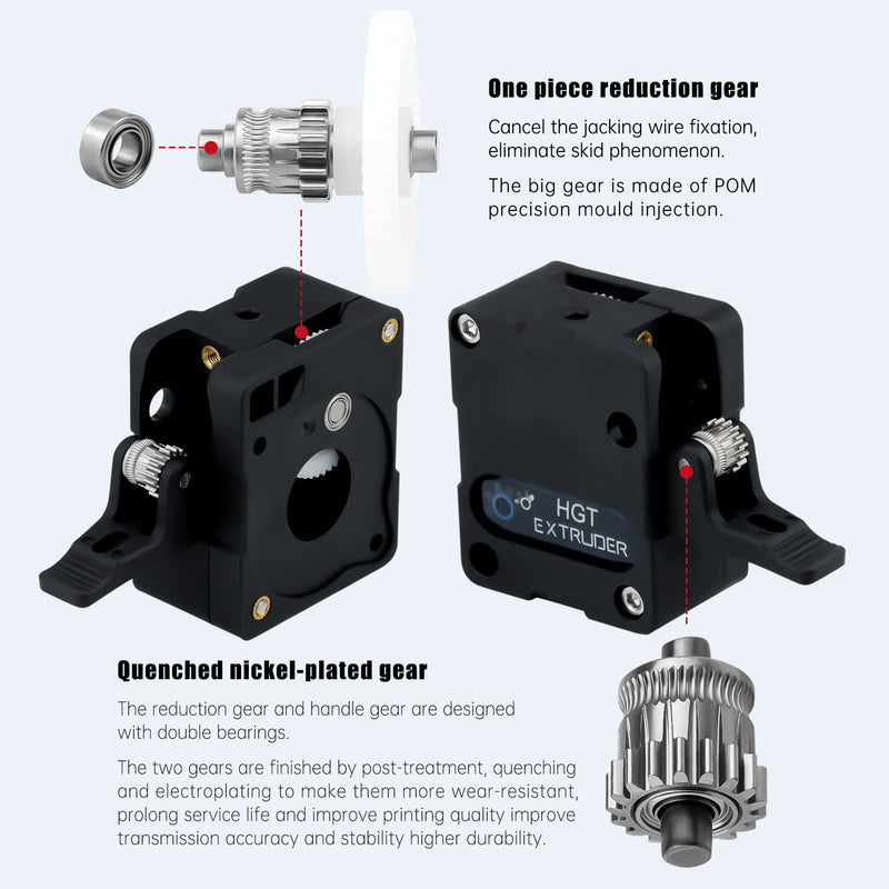 Update Universal Super Light HGT Extruder w/ NEMA14 36MM Stepper Motor Hardened Steel Dual Gears Bowden Direct Drive for Ender 3 V2 PRO 5 Plus CR10 CR10S CR6 SE 3D Printer