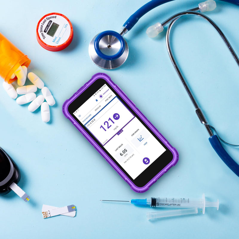 MEDMAX Silicone Case for Omnipod 5 with Camera Hole | Lightly Shockproof Non-Slip Silicone Protective Cover with Raised Bevel Omnipod 5 Device, Purple