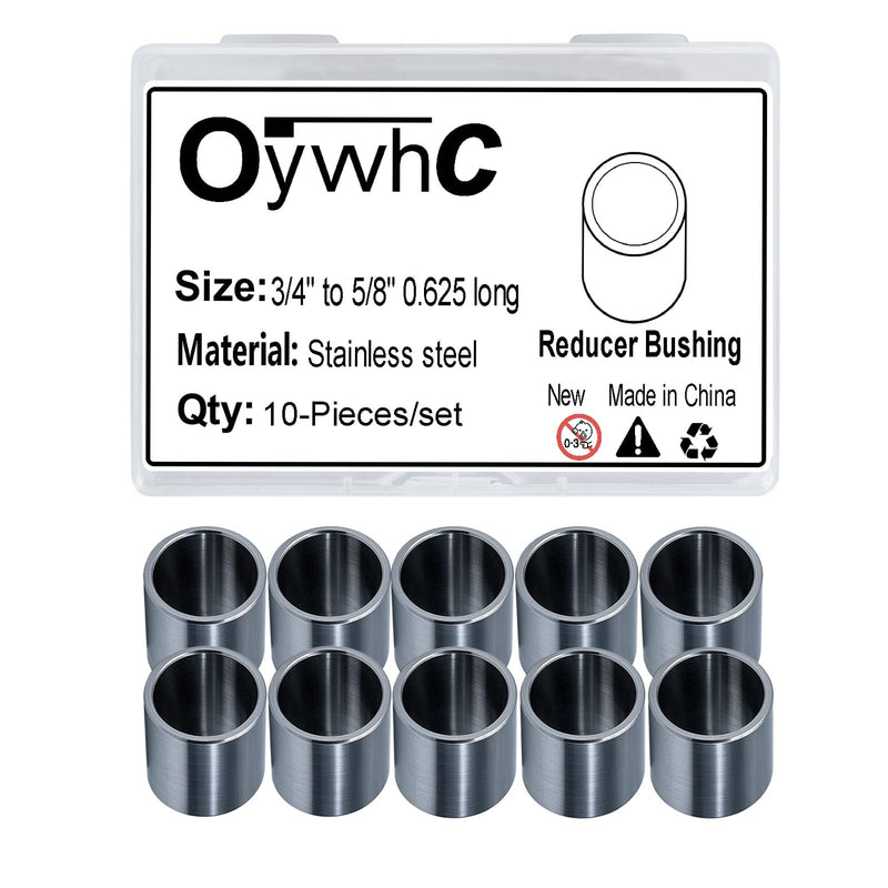 [Australia - AusPower] - Stainless Steel Reducer Bushing, Screw Standoff Bushing Round Metal Spacer, Steel Reducer Standoff Bushing, Reducing Bushing Adapters 3/4" to 5/8"Fits for 5/8" Screws Bolts and Rods Set of 10 