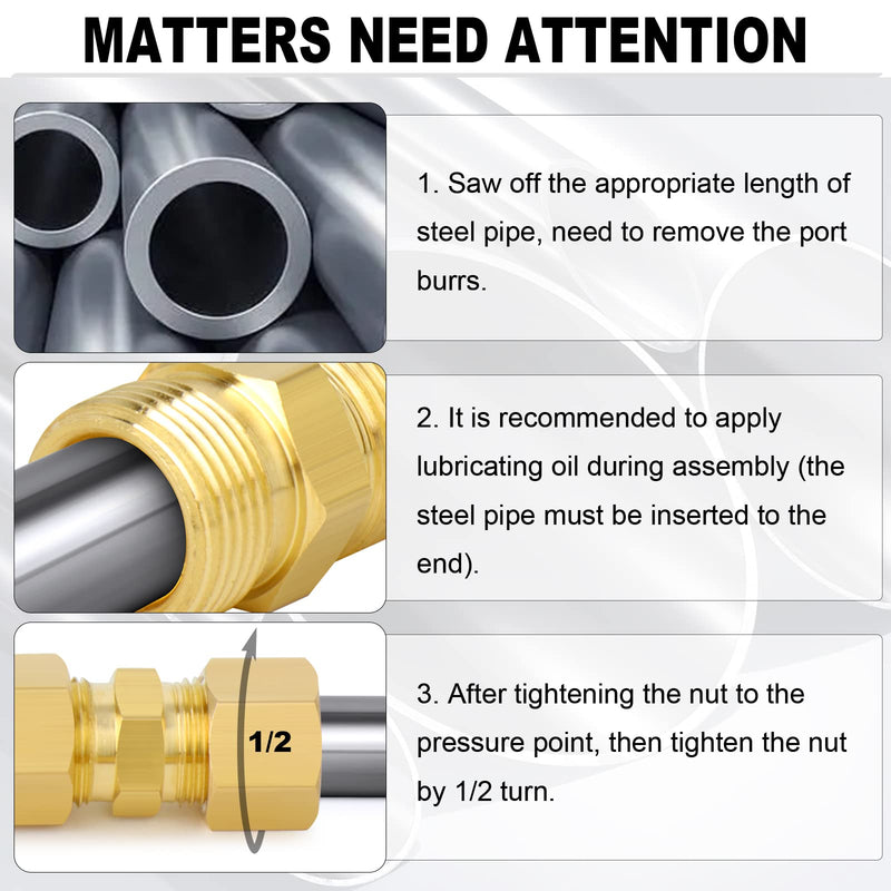 [Australia - AusPower] - Brass Compression Tube Fitting, 3/16" OD x 3/16" OD Compression Union Connector(10-PACK) OD x OD 