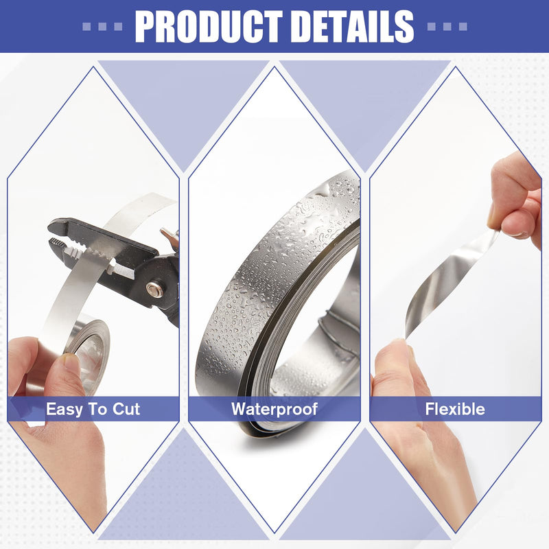 Yaocom 4 Pcs 1/2" x 21 ft Stainless Steel Embossing Tape Compatible with Dymo M1011/m11, Non-Adhesive Metal Label Tape for Electricians, Contractors, Farms, Tools, Cables & Equipment (Silver) Silver